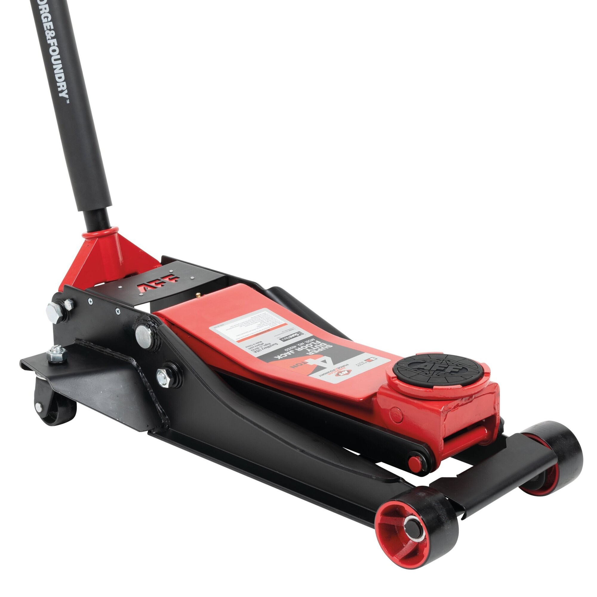 American Forge & Foundry - Service Jack - 4 Ton Capacity - Lightning™ Lift - Short Chassis - 2 pc Handle - 4.1" Min H to 20.5" Max H - SUPER DUTY - Model # 402SD